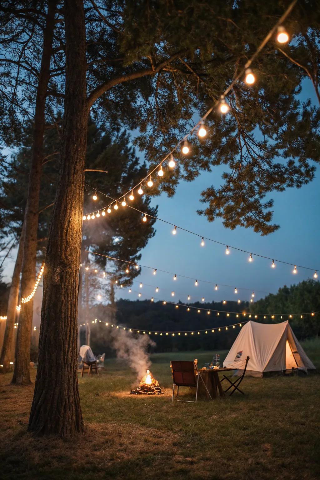 Enhance your campsite's ambiance via charming illuminating garlands.