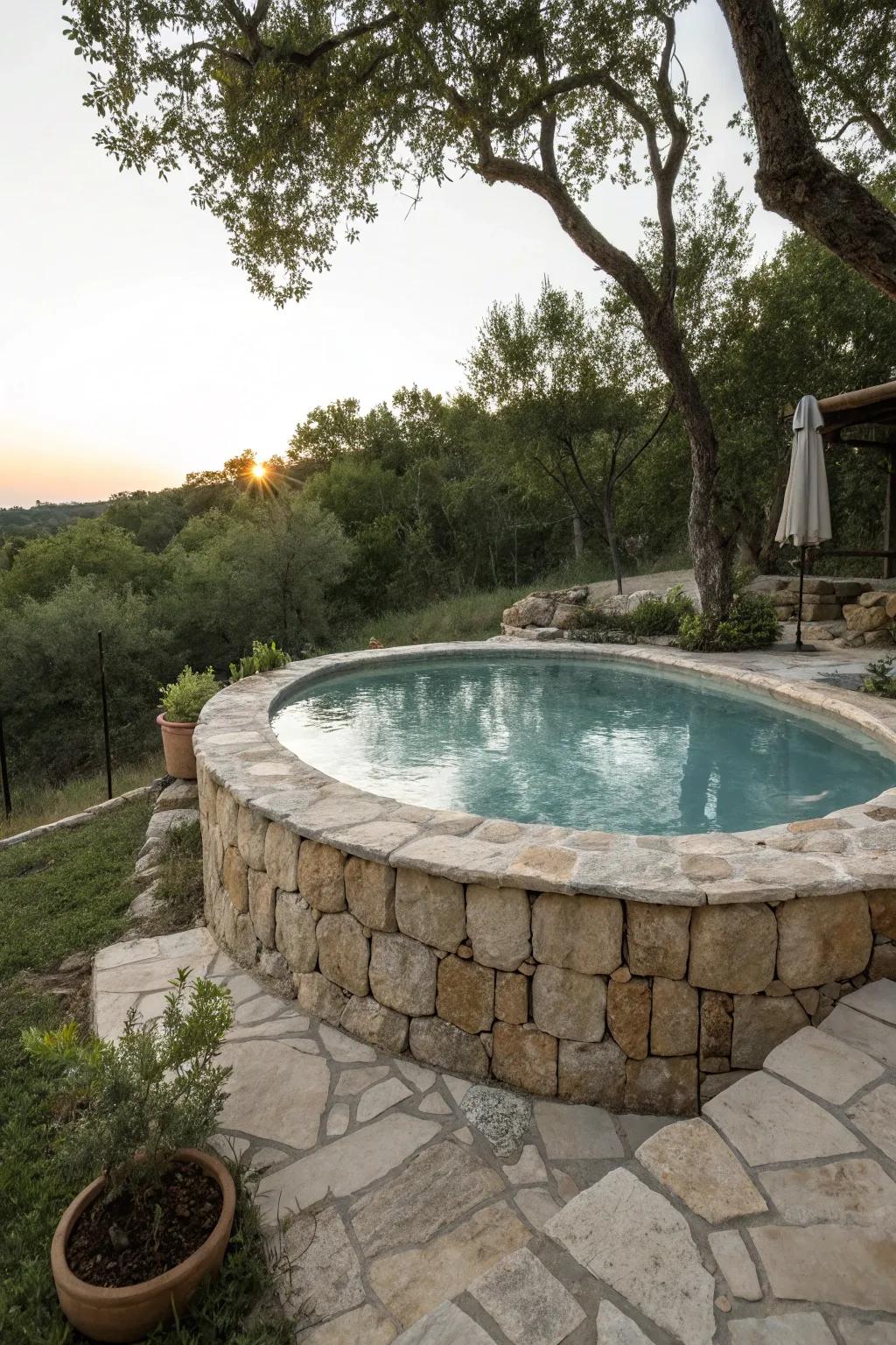 Stone features infuse a dash of elegance into your poolside.