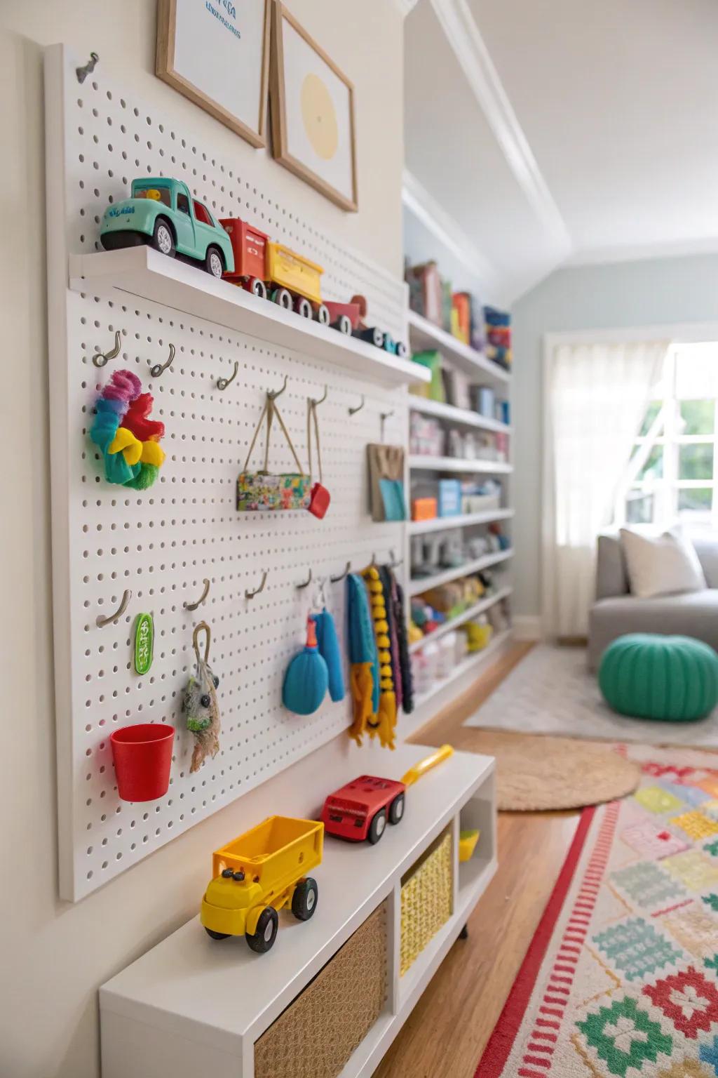 Pegboards render the organization of accessories uncomplicated.