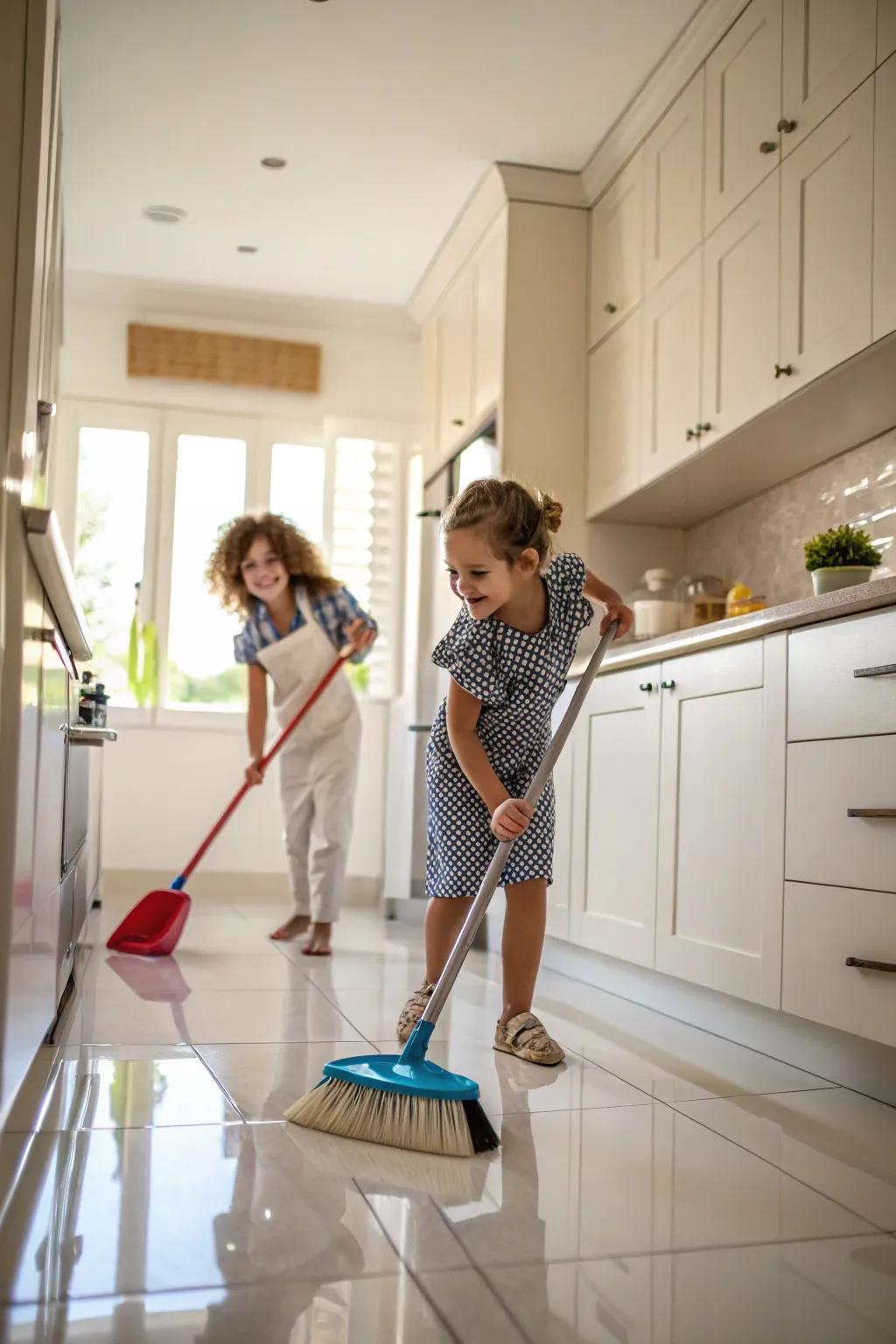 Turn sweeping into a fun and coordinated exercise.