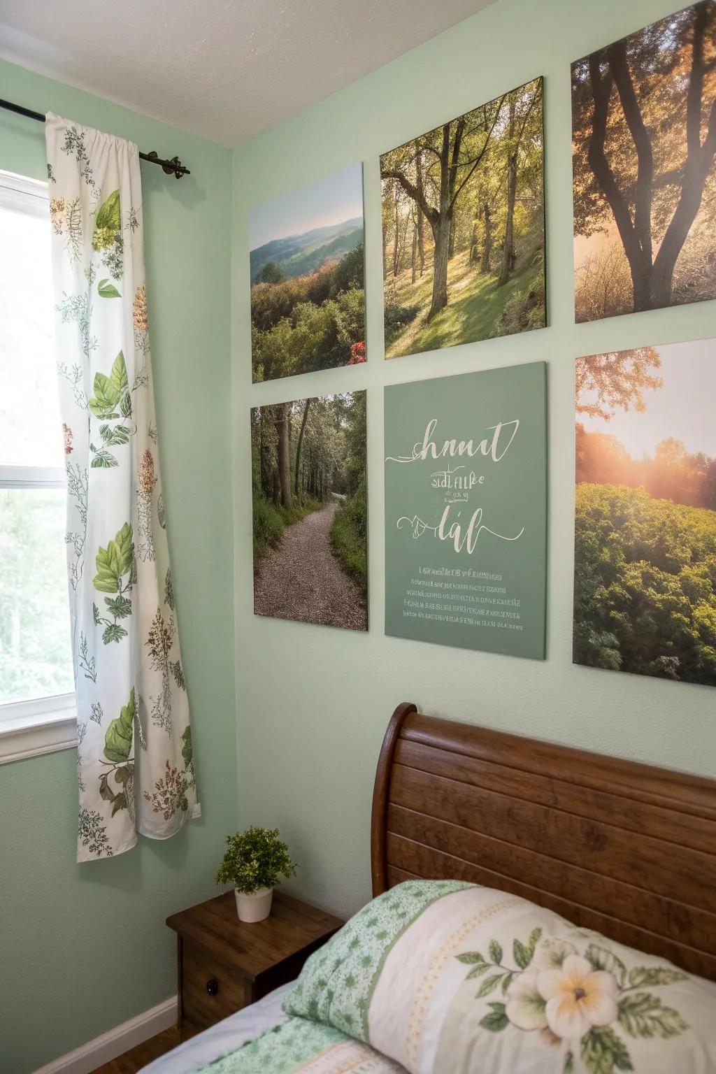 Collages with nature and sacred text offer a harmonious blend of aesthetics and significance.