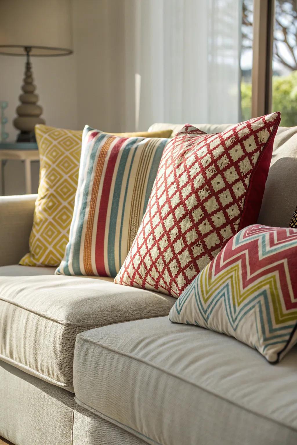 Intermingling patterns contributes a playful, coastal sophistication.