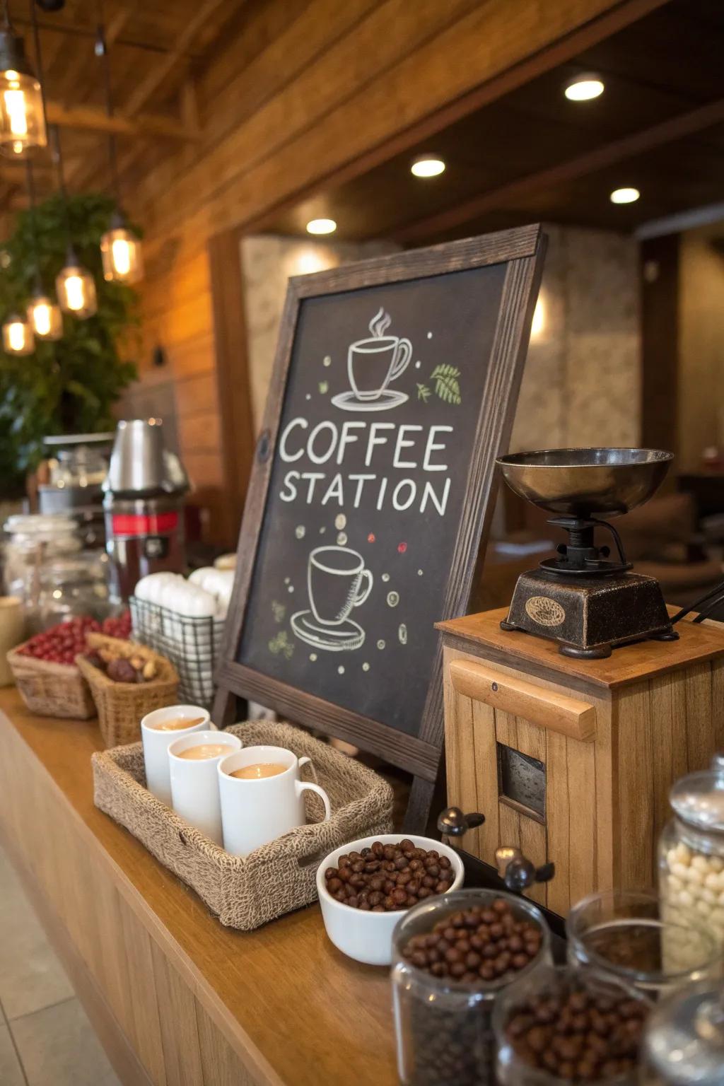 Chalkboard offerings providing a customized café touch.