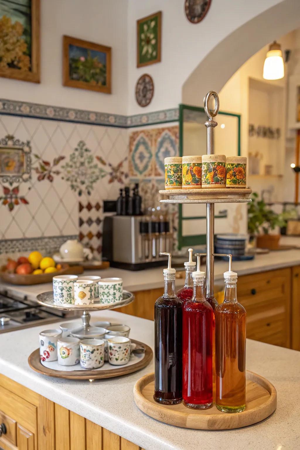 Pottery touches add an artistic and personalized flair.