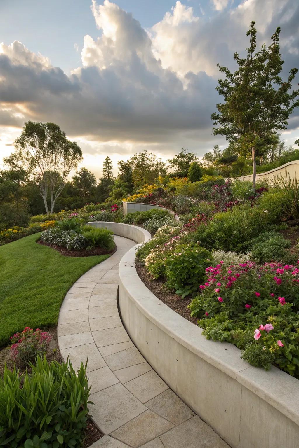 Unite concrete and flora for a harmonious garden.