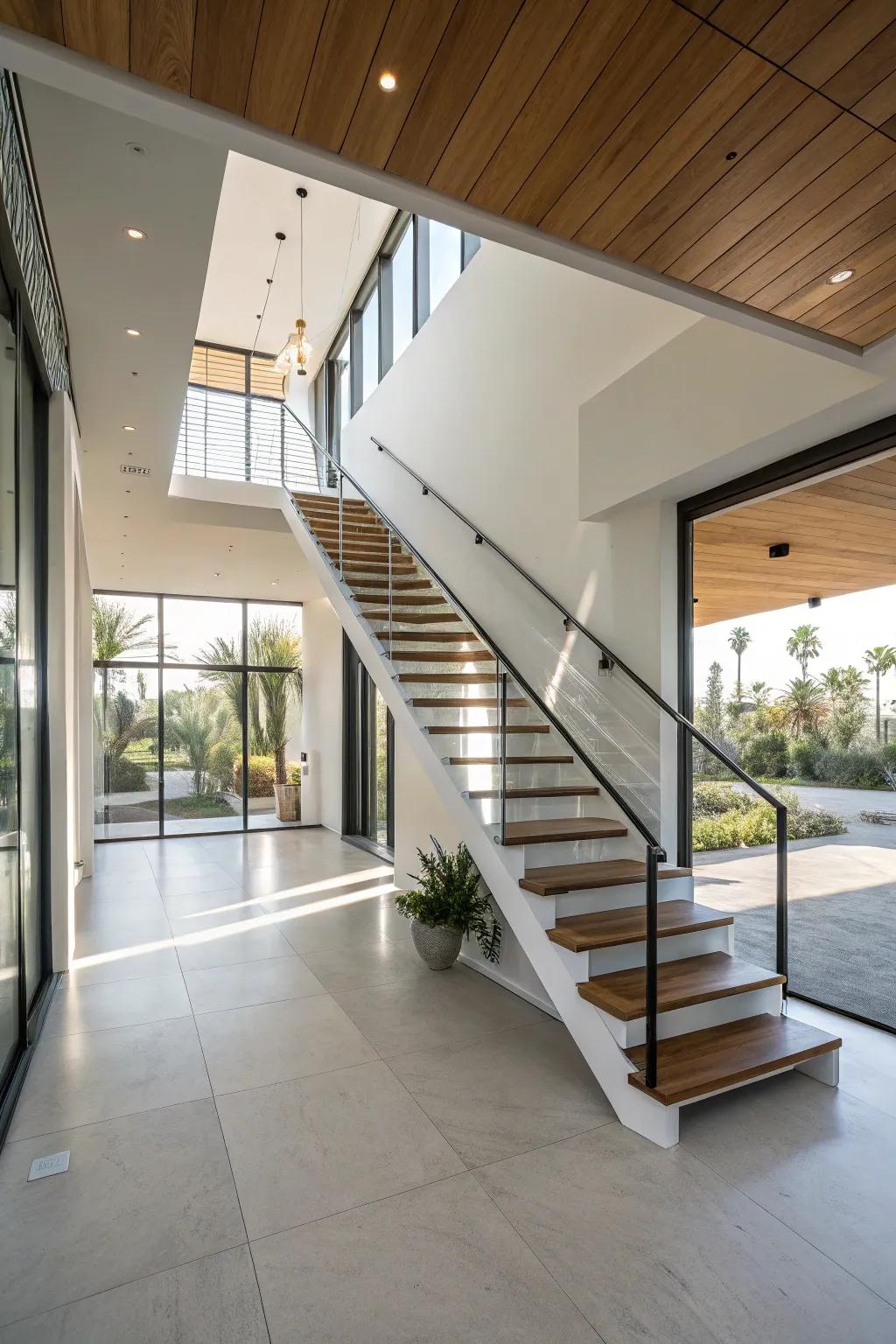 Elevate your design with a suspended staircase.