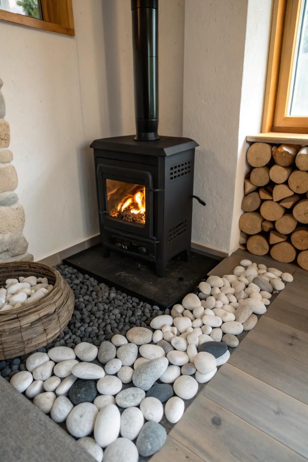 Environmentally conscious gravel contributes a zen touch within your heater space.