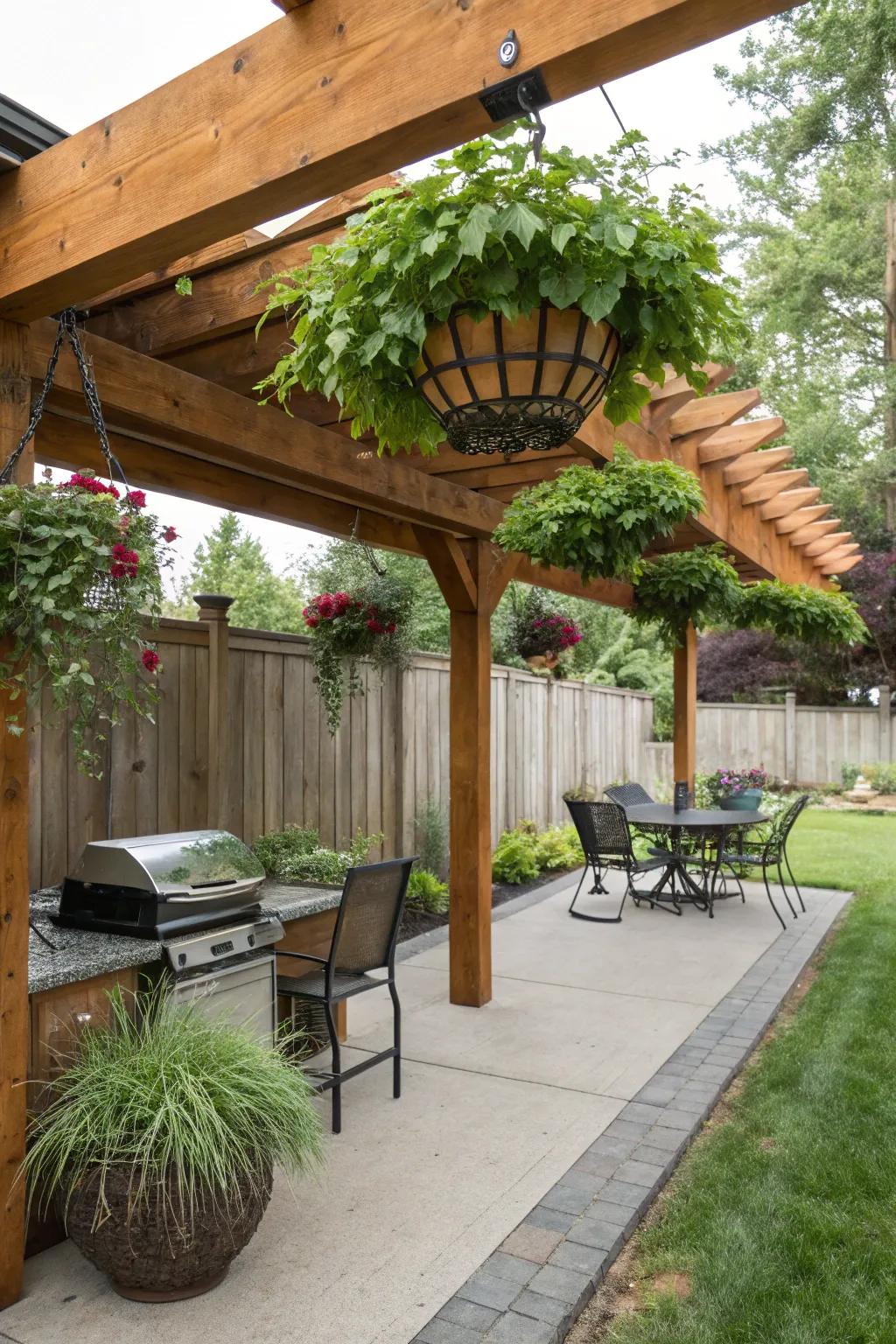 A timber support roof providing rustic charm and natural beauty.