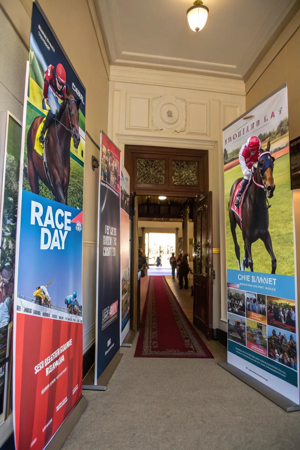 Displays of race day bring the excitement and thrill of competition to your space.