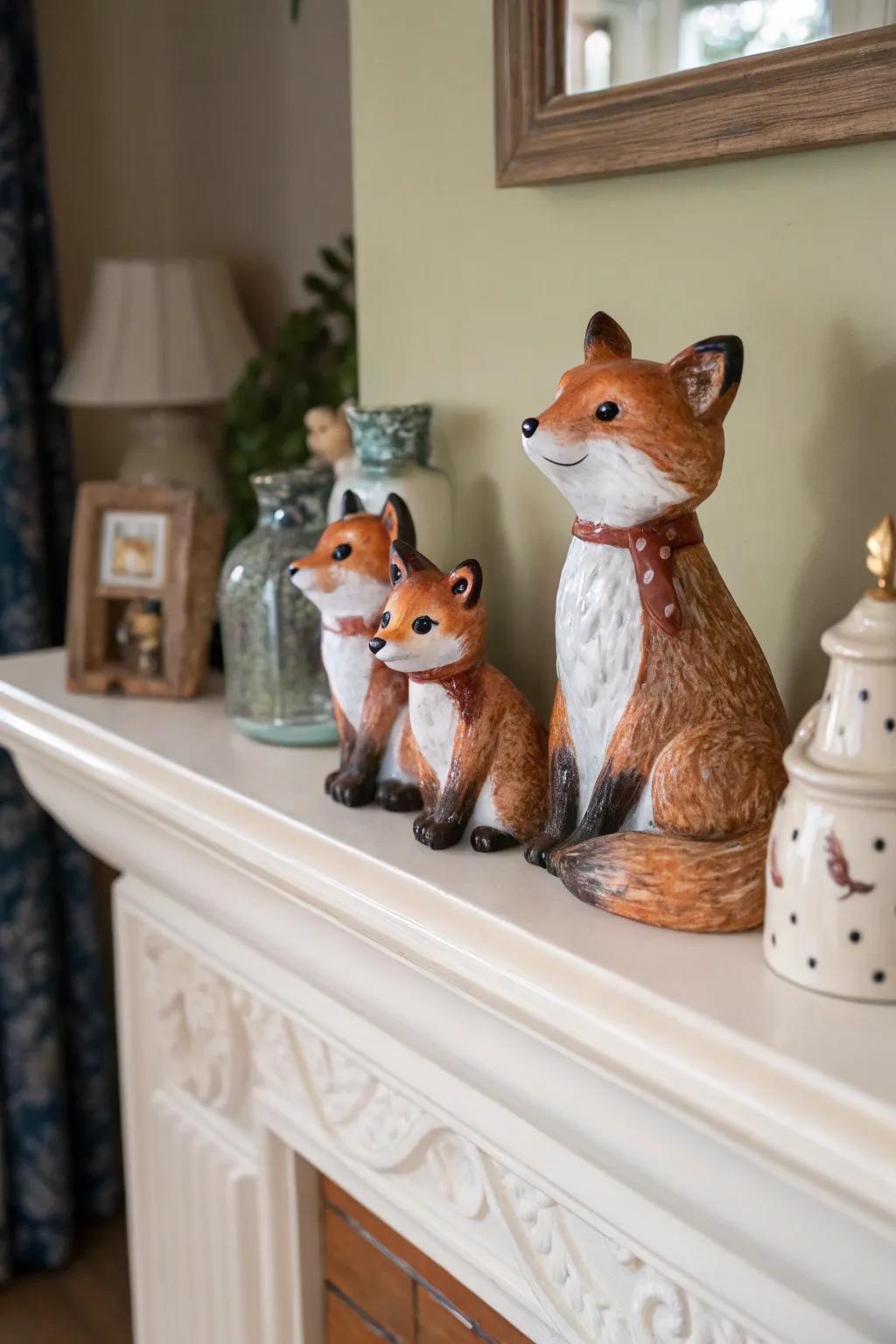 Whimsical figurines introduce a storybook charm to your décor.