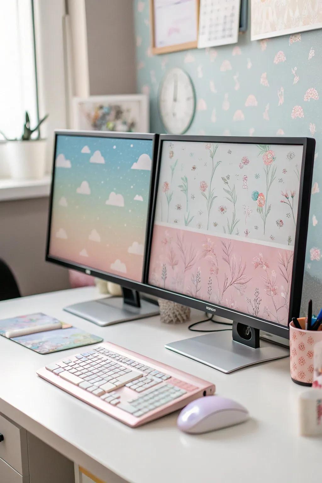 Dual monitors boost productivity and style.