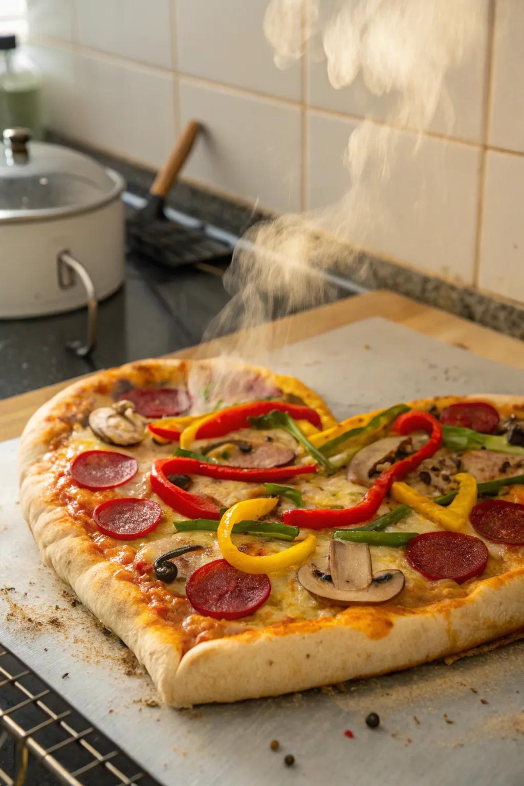 A delectable heart-contoured flatbread, flawless for an amusing Valentine's meal.
