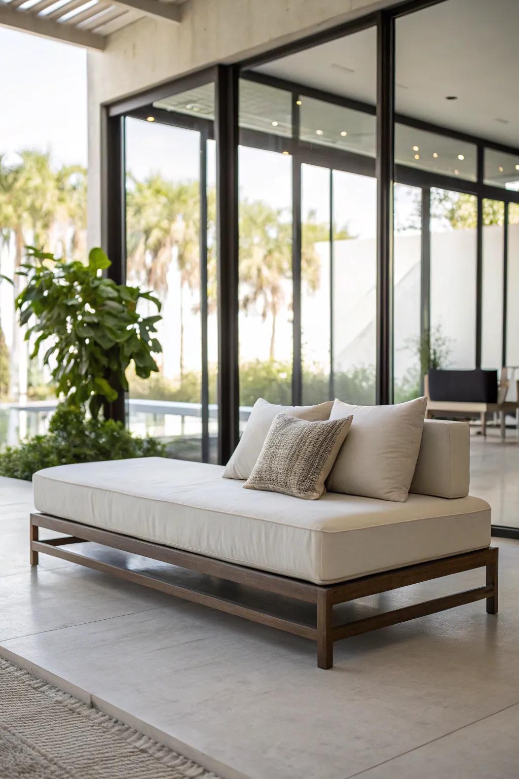 Minimalist decor imparting a clean, contemporary flair to this daybed.