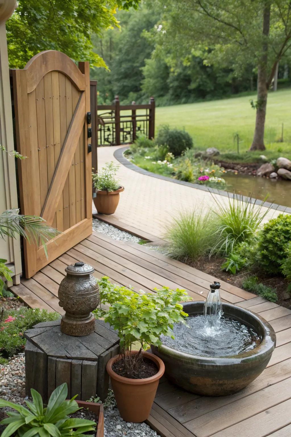 A cascading element brings tranquility and charm to your outdoor space.