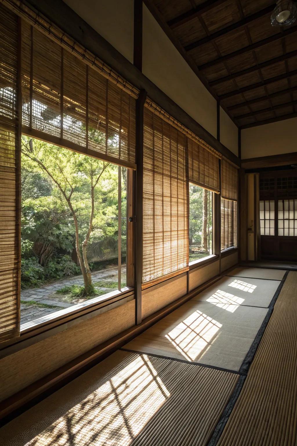 Bamboo blinds add natural texture and warmth to your window decor.
