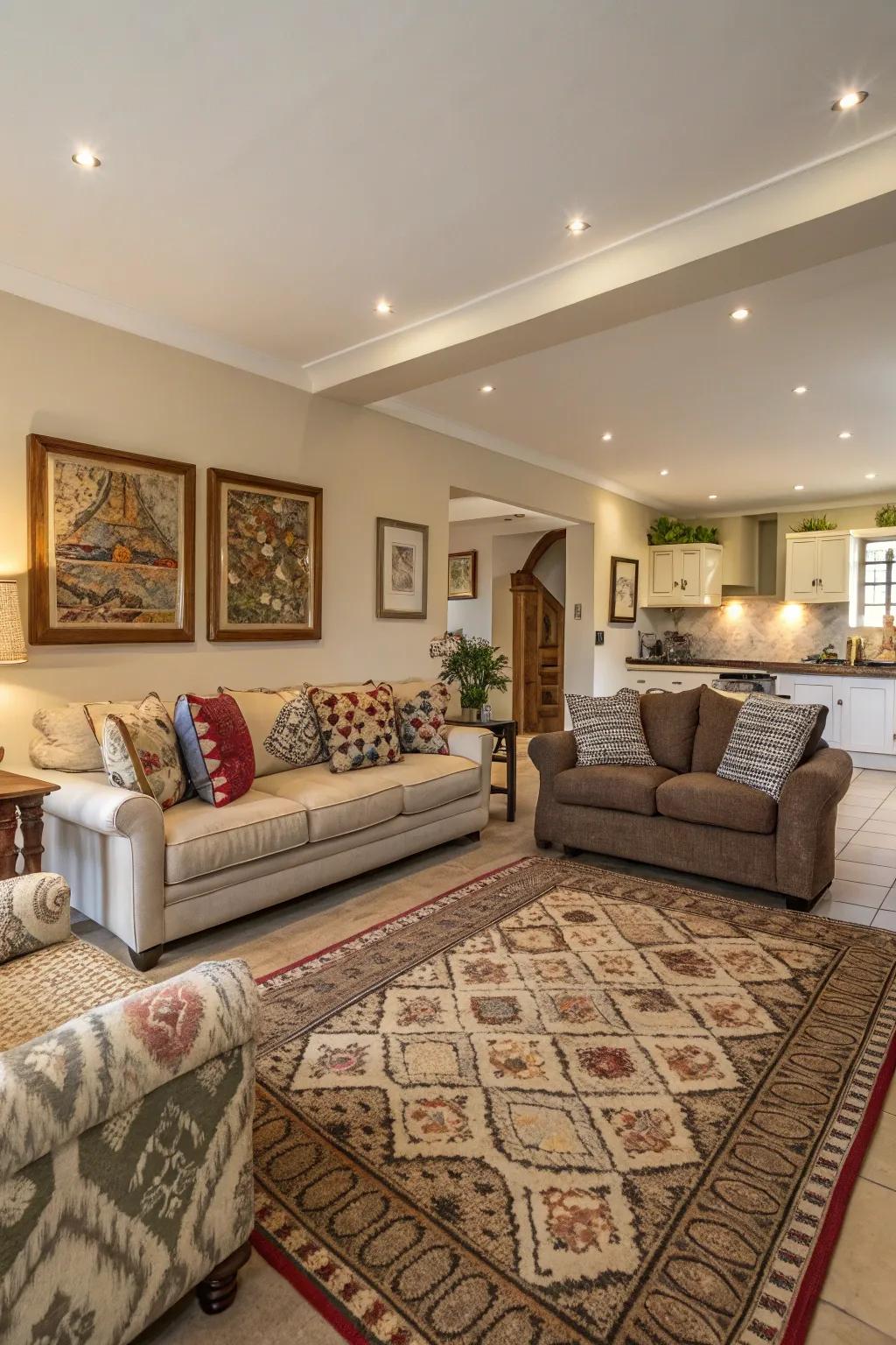 Floor coverings delineate spaces and add style.