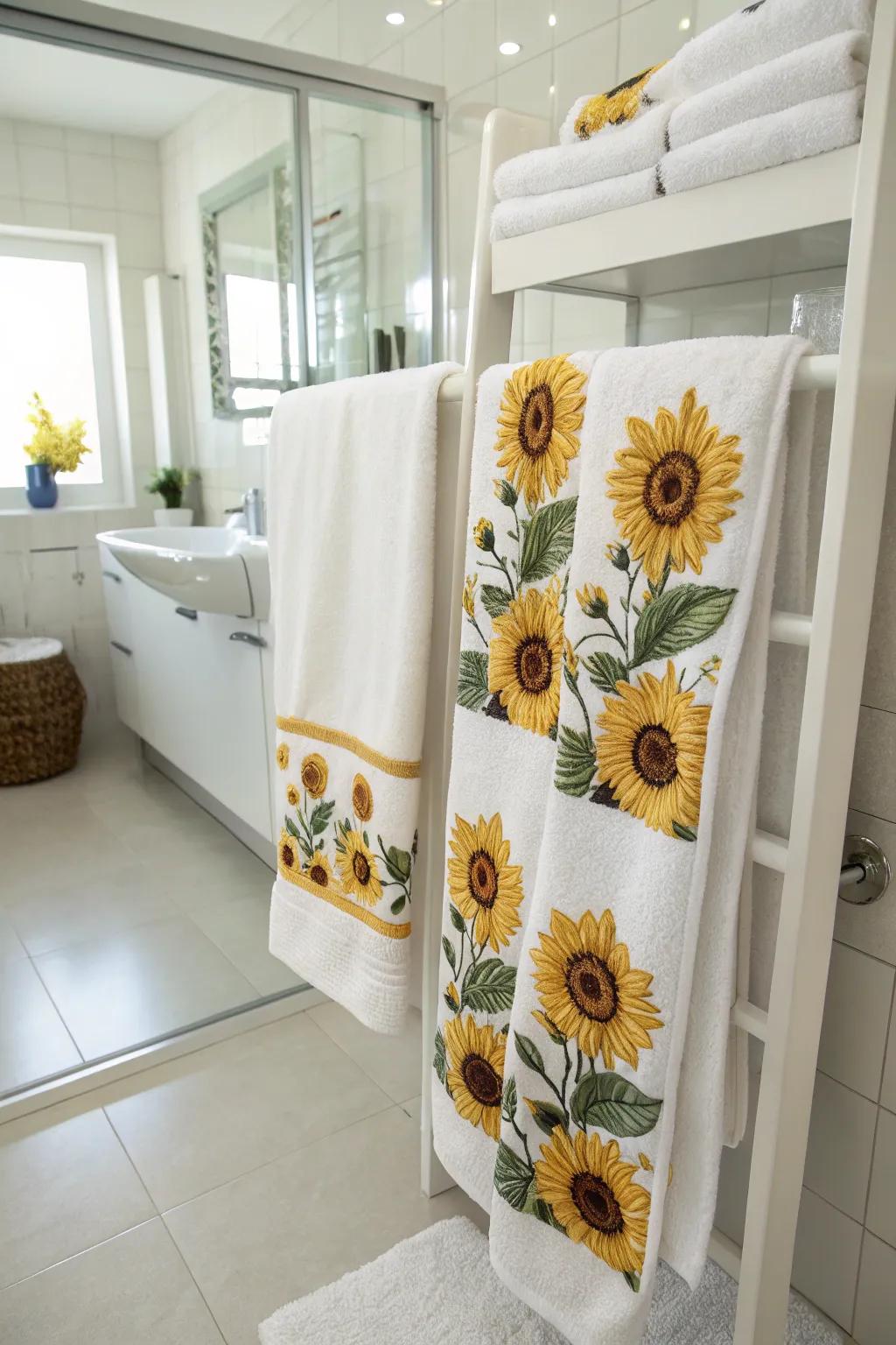 Sunflower bathing cloths append a radiant and cheerful element to your bathing space aesthetic.