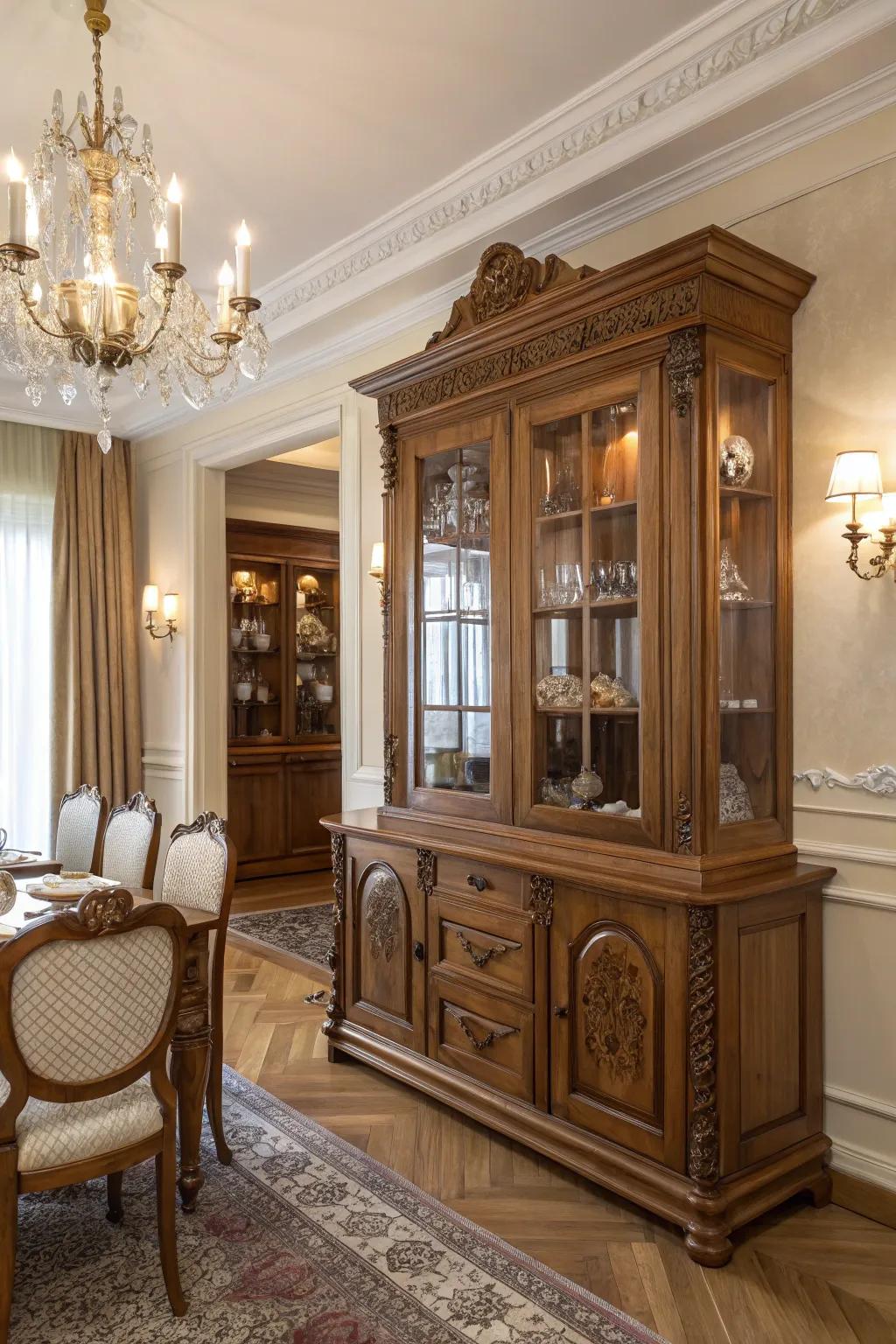 Timeless wooden cabinets emanate sophistication and enduring charm.