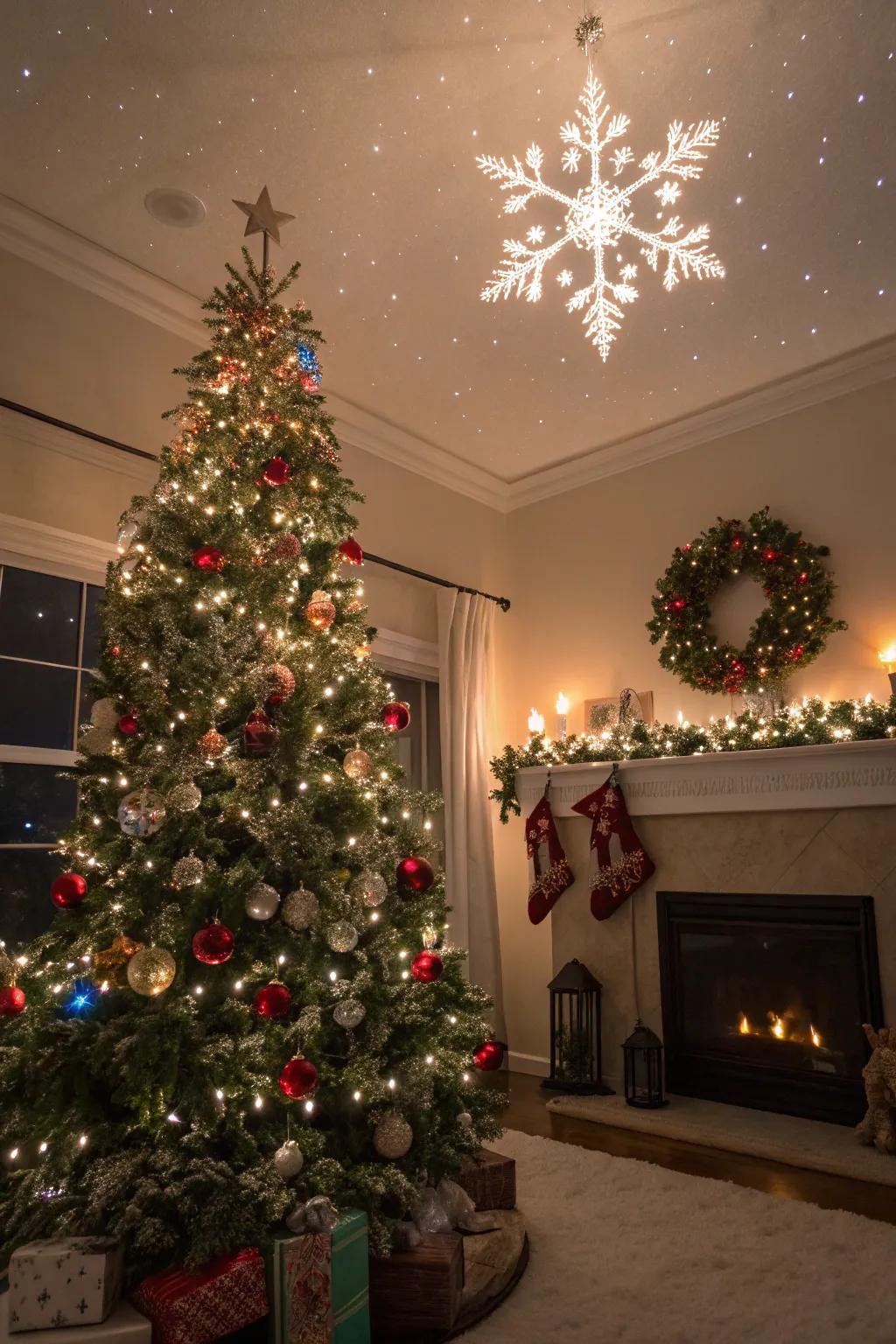 Timeless shimmer with an ice crystal ornament.