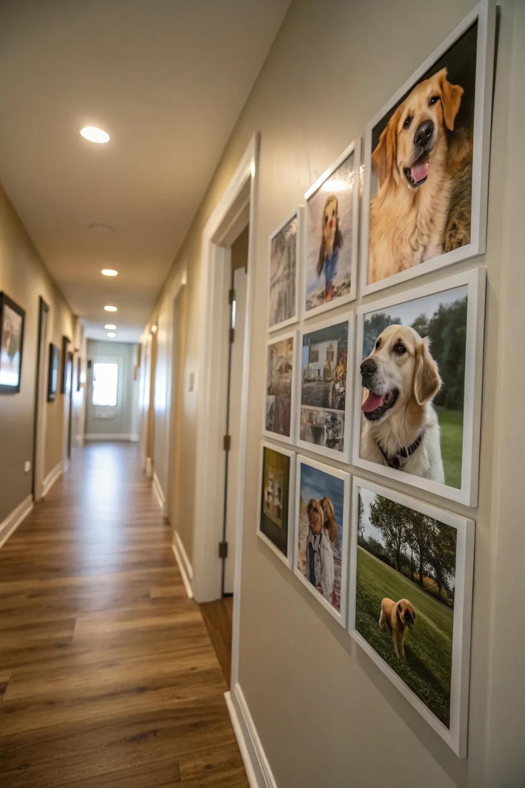 Preserve memories through an endearing dog photo array.