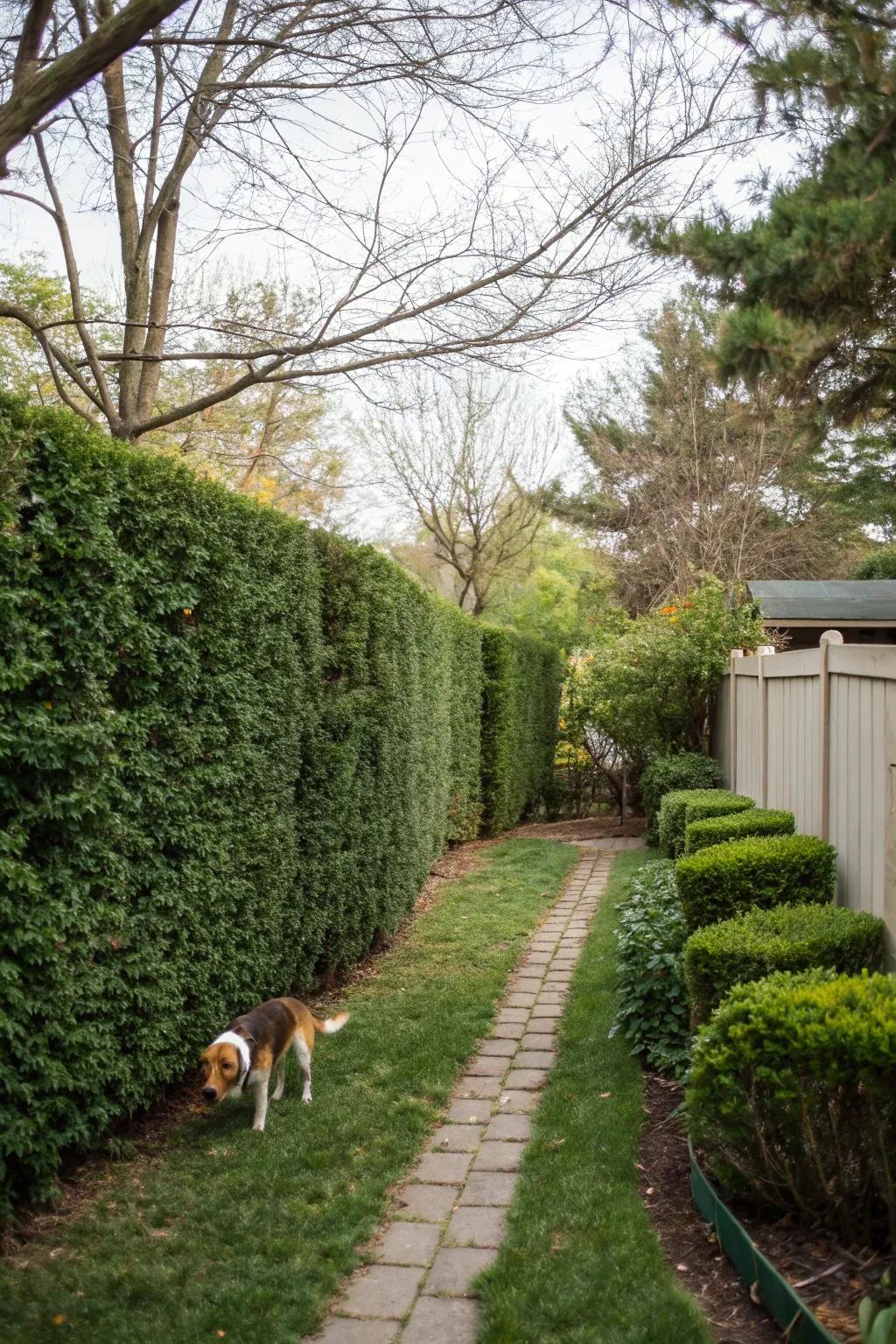 A verdant hedge offering natural splendor and seasonal transformation.