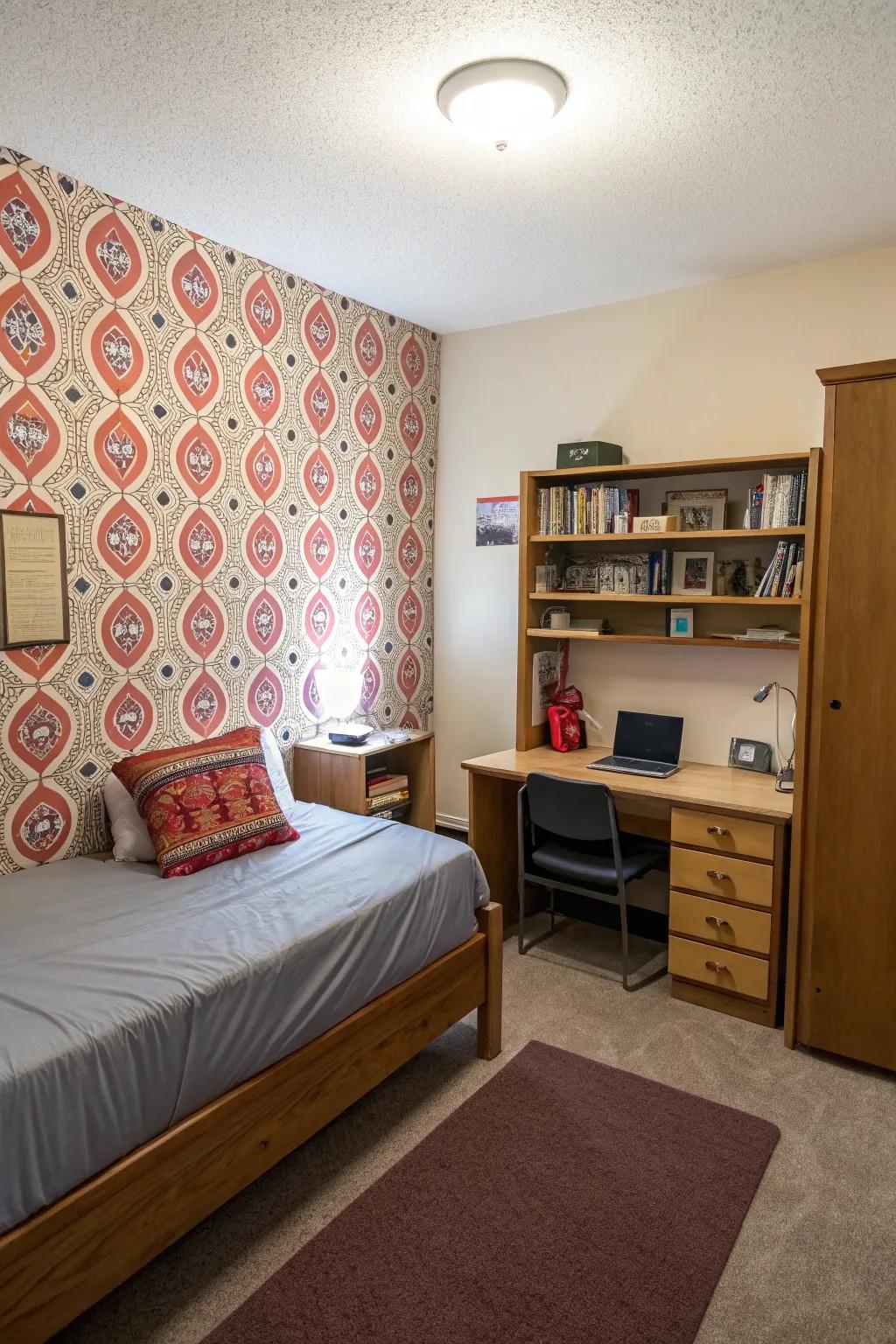 A university residence featuring easily removable paper, providing a straightforward means to alter the décor.