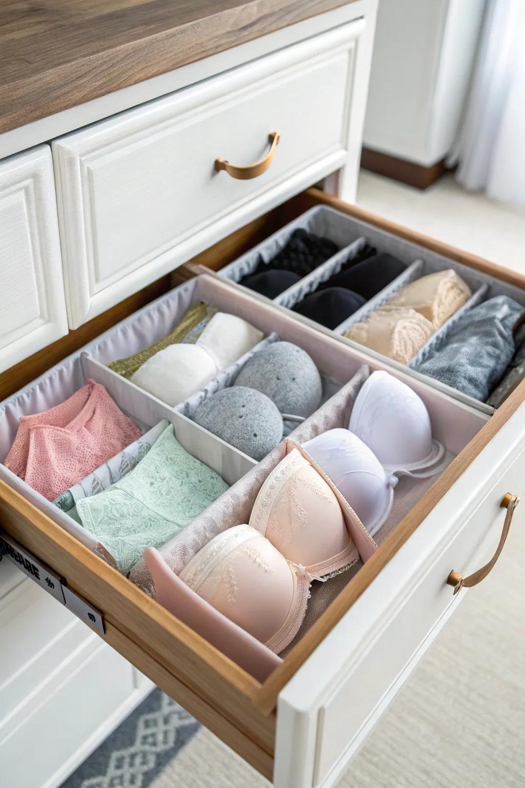 Bra rack for tidy and supportive storing.
