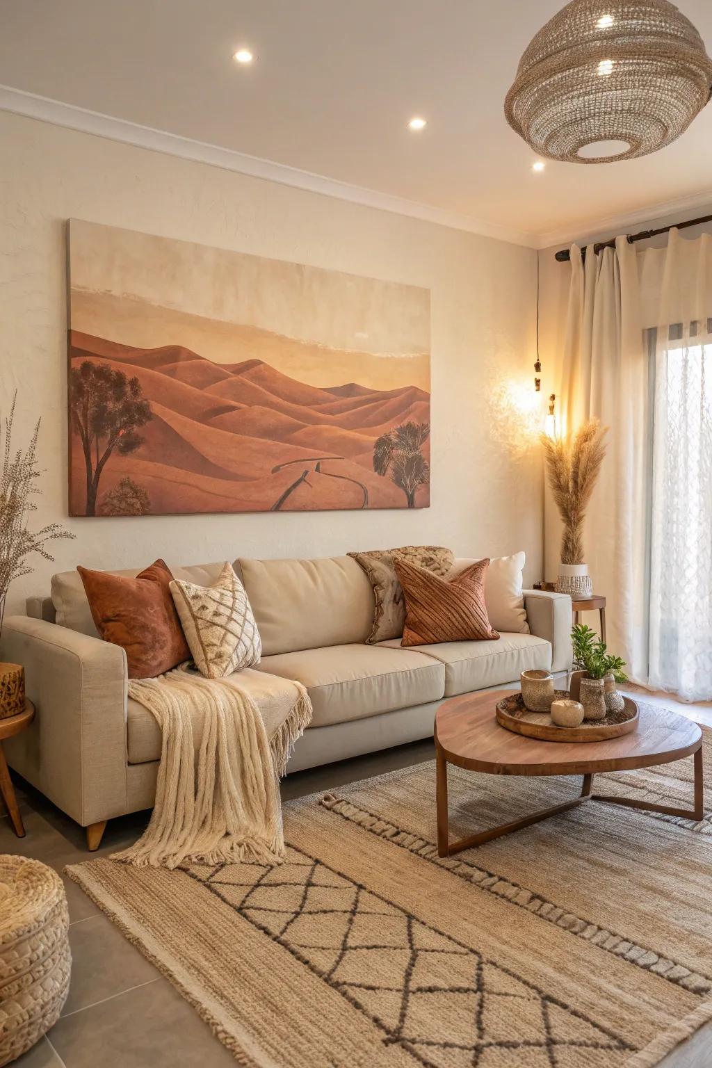 Finalize your space with elegant, neutral wall art.