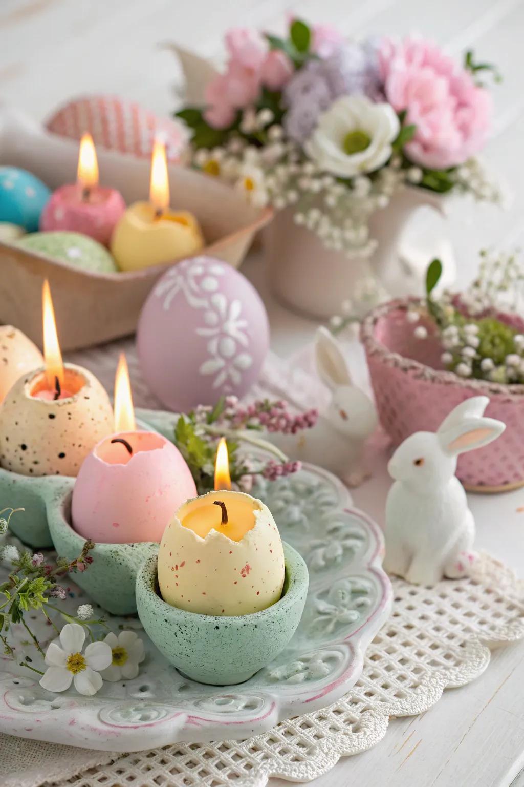 Eggshell lamps append a singular and cozy impression to the Easter table.