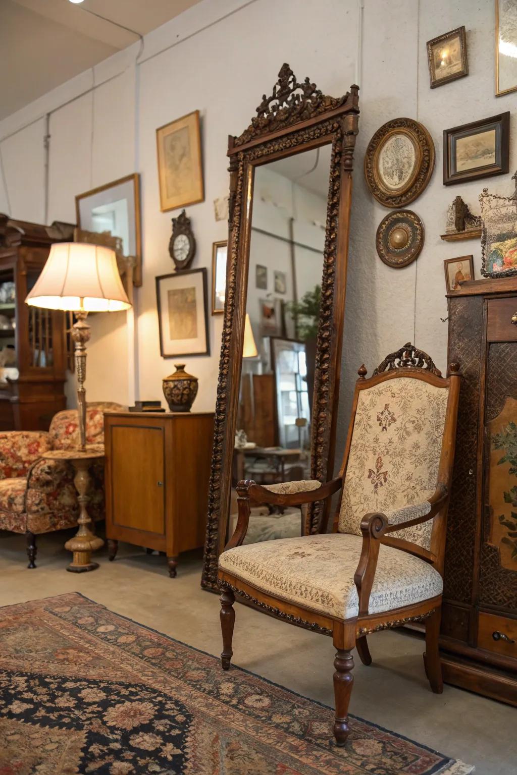 Vintage items bring character and history within this diverse room.