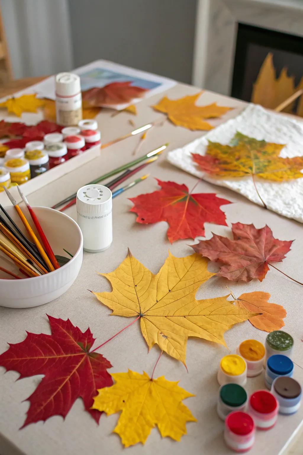 A captivating autumnal foliage art corner for all ages