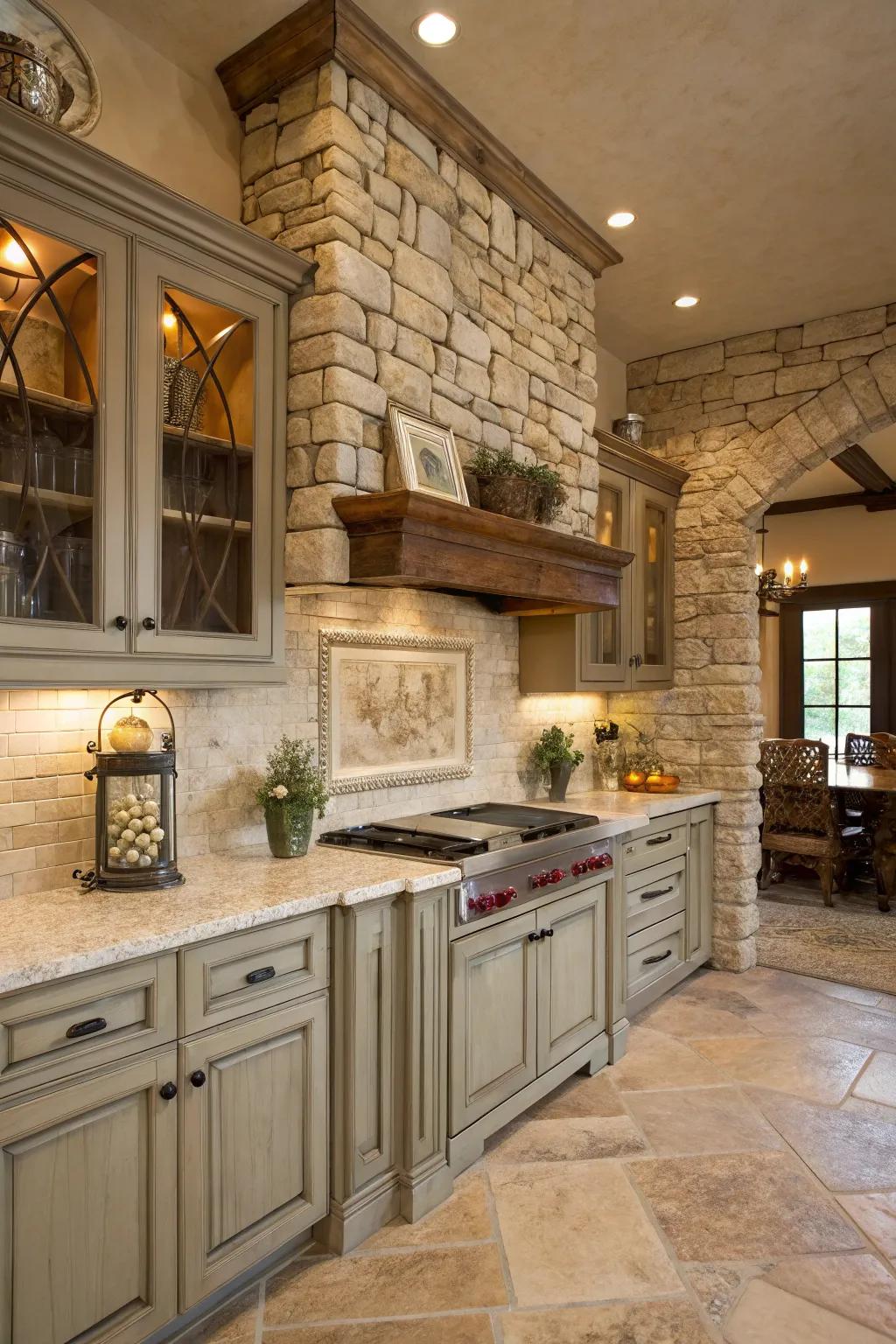 Ground tones enrich the comfort and coziness of a farmhouse kitchen.