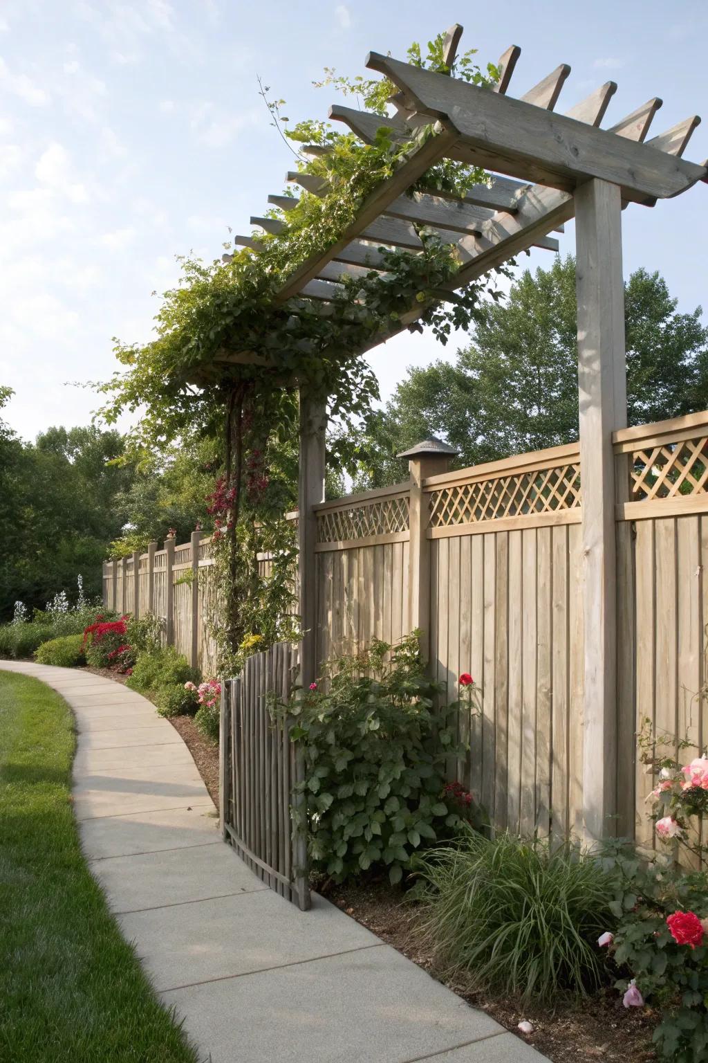 Pergola heads proffer shade and a hint of architecture.