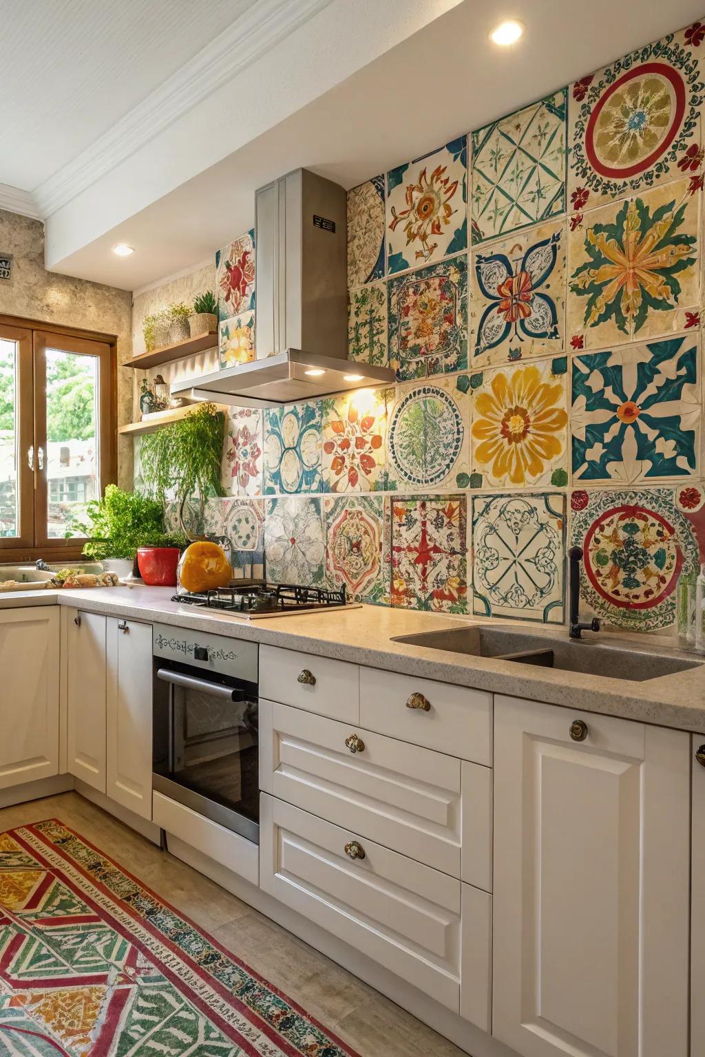 Cultural flair: Traditional tiles illustrating a heritage in your cooking area.