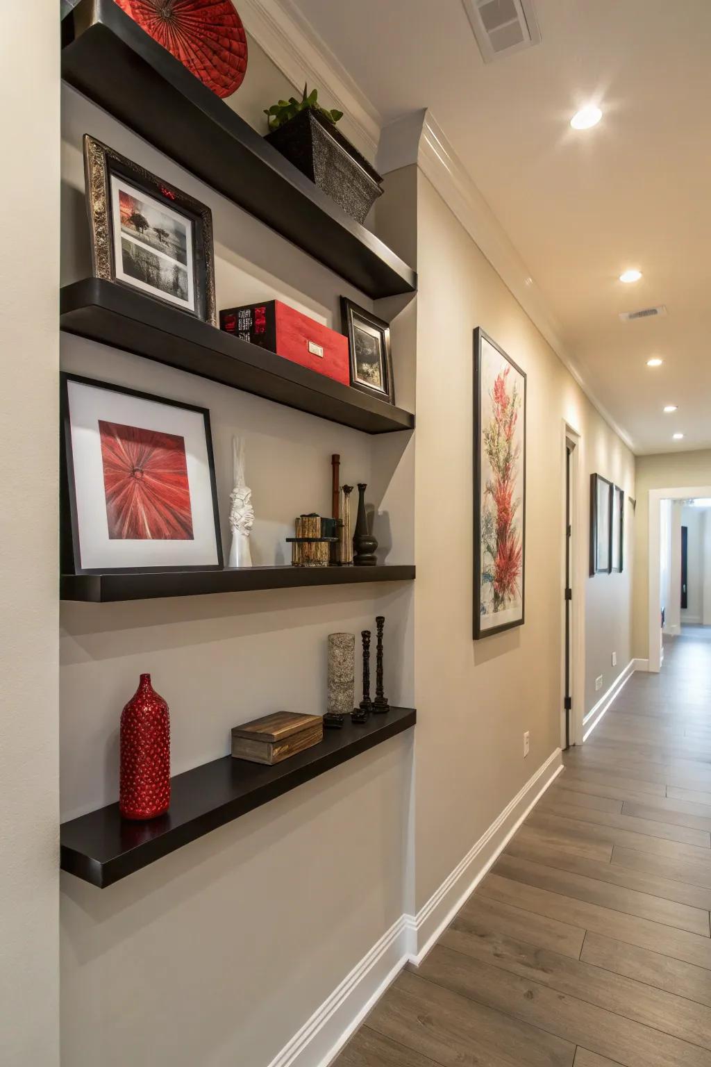 Contrast shades for an arresting hallway design.