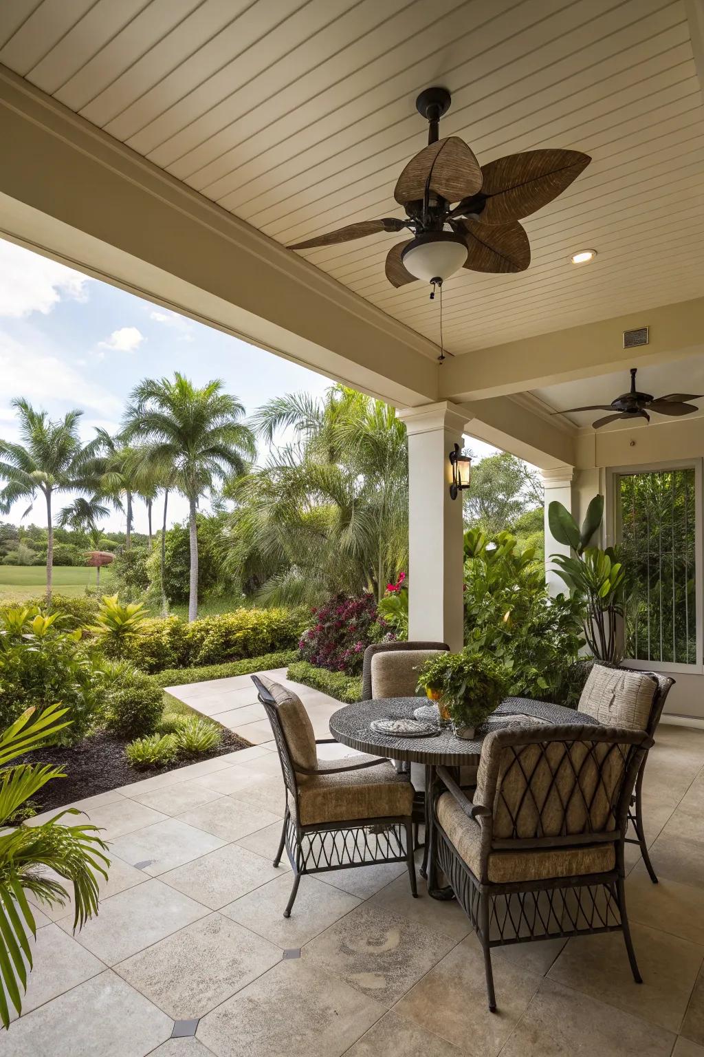 Stay cool and stylish with an overhead fan.