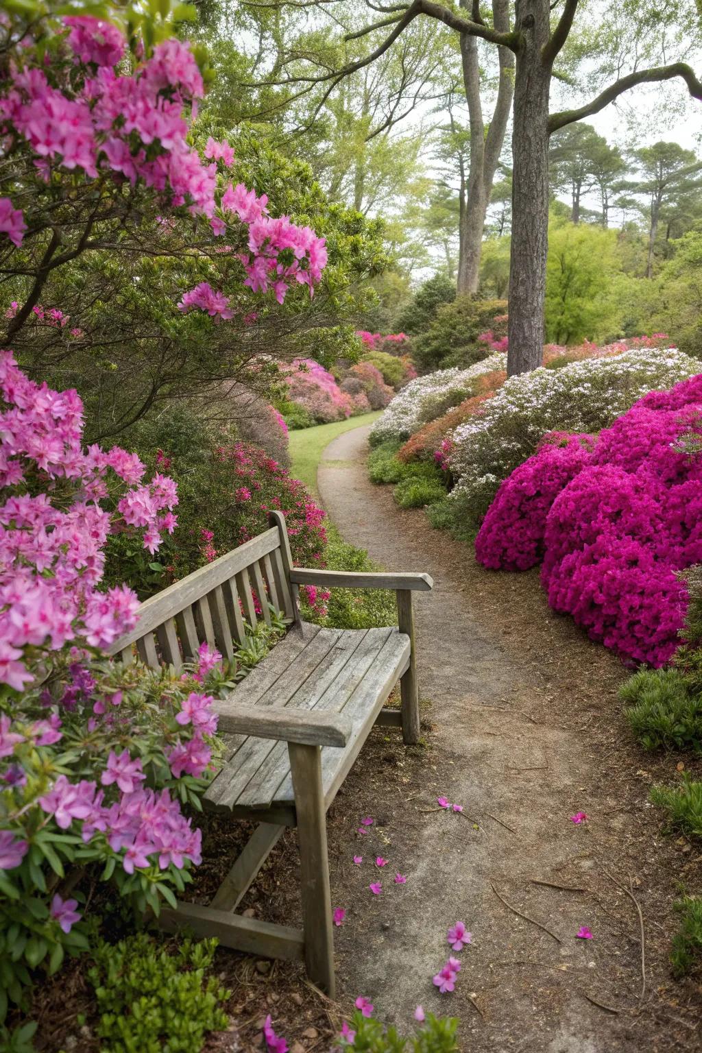 Unwind in a snug nook encircled by gorgeous azaleas.