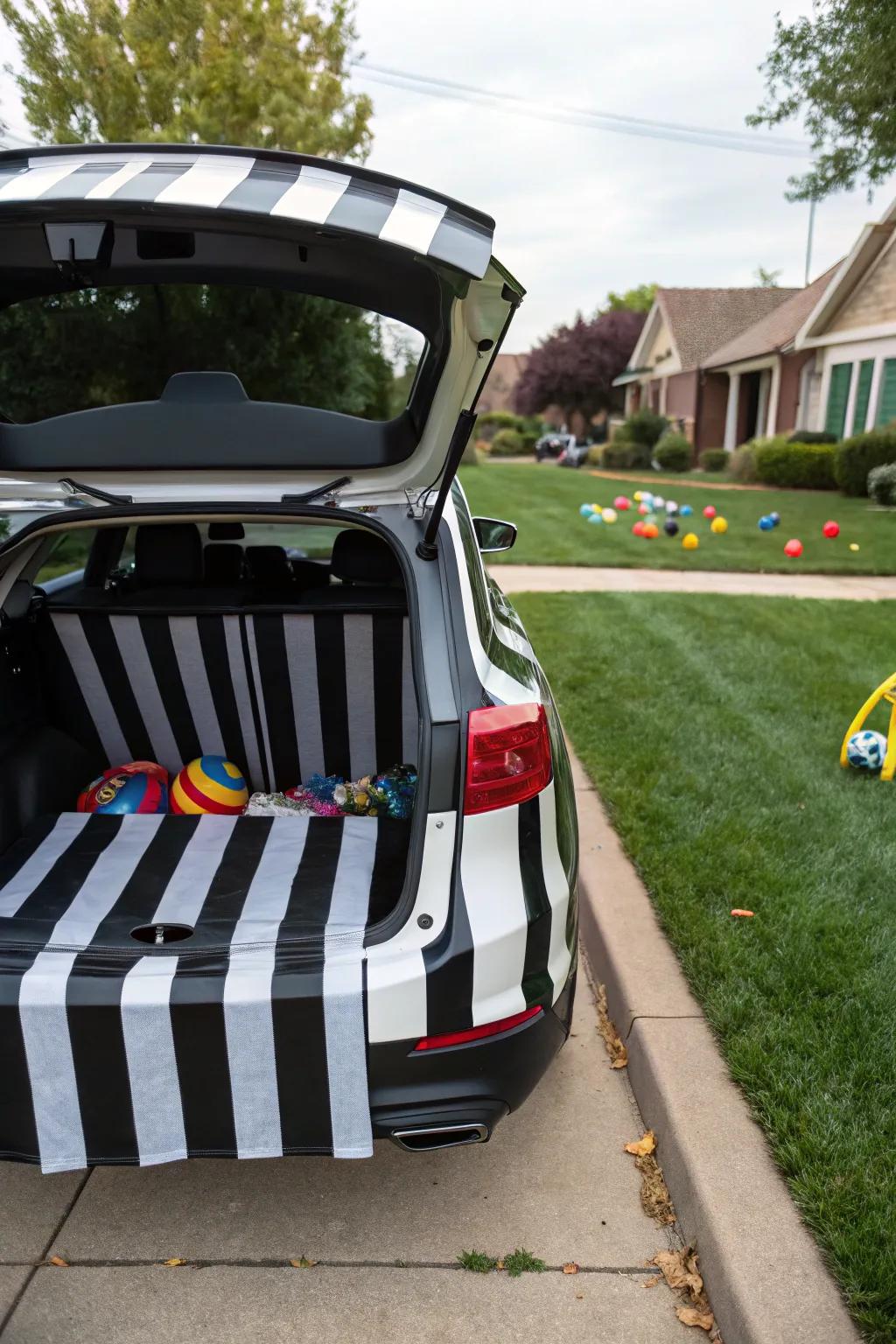 Arbitrator stripes impart a whimsical component to your football motif.