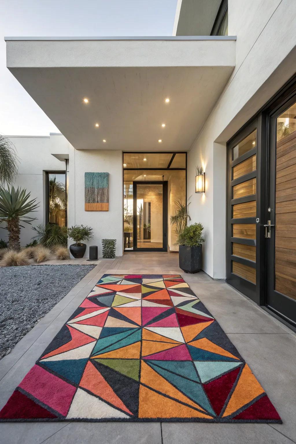 Abstract designs bring a modern artistic flair to entryways.