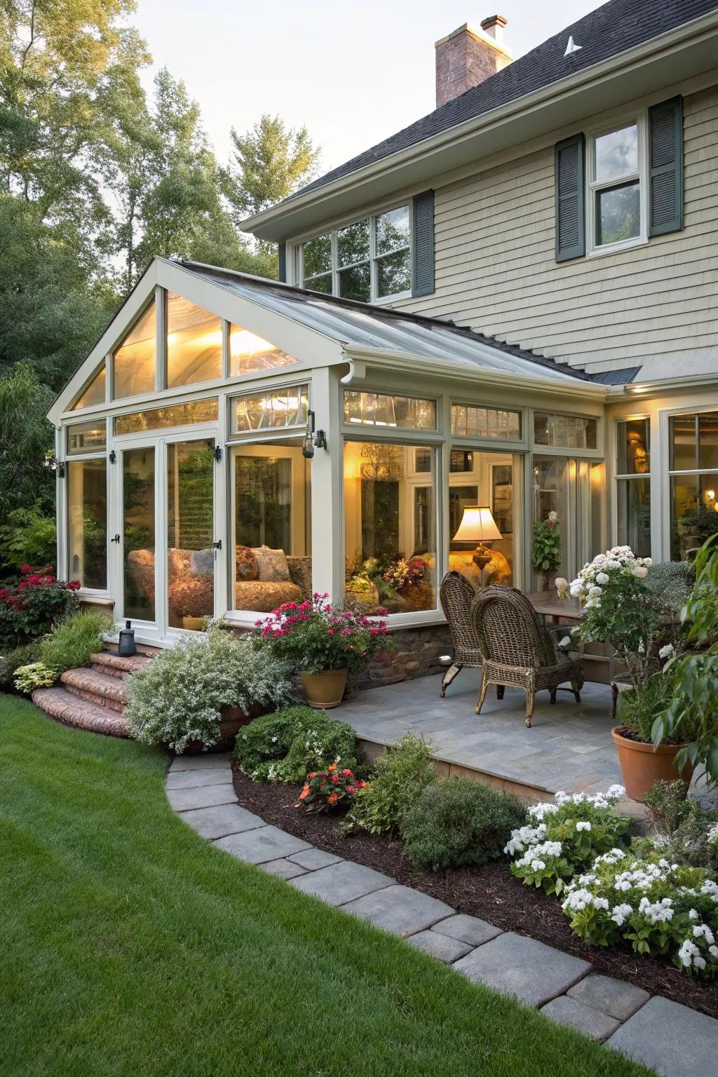 A sunlight chamber for year-round enjoyment.