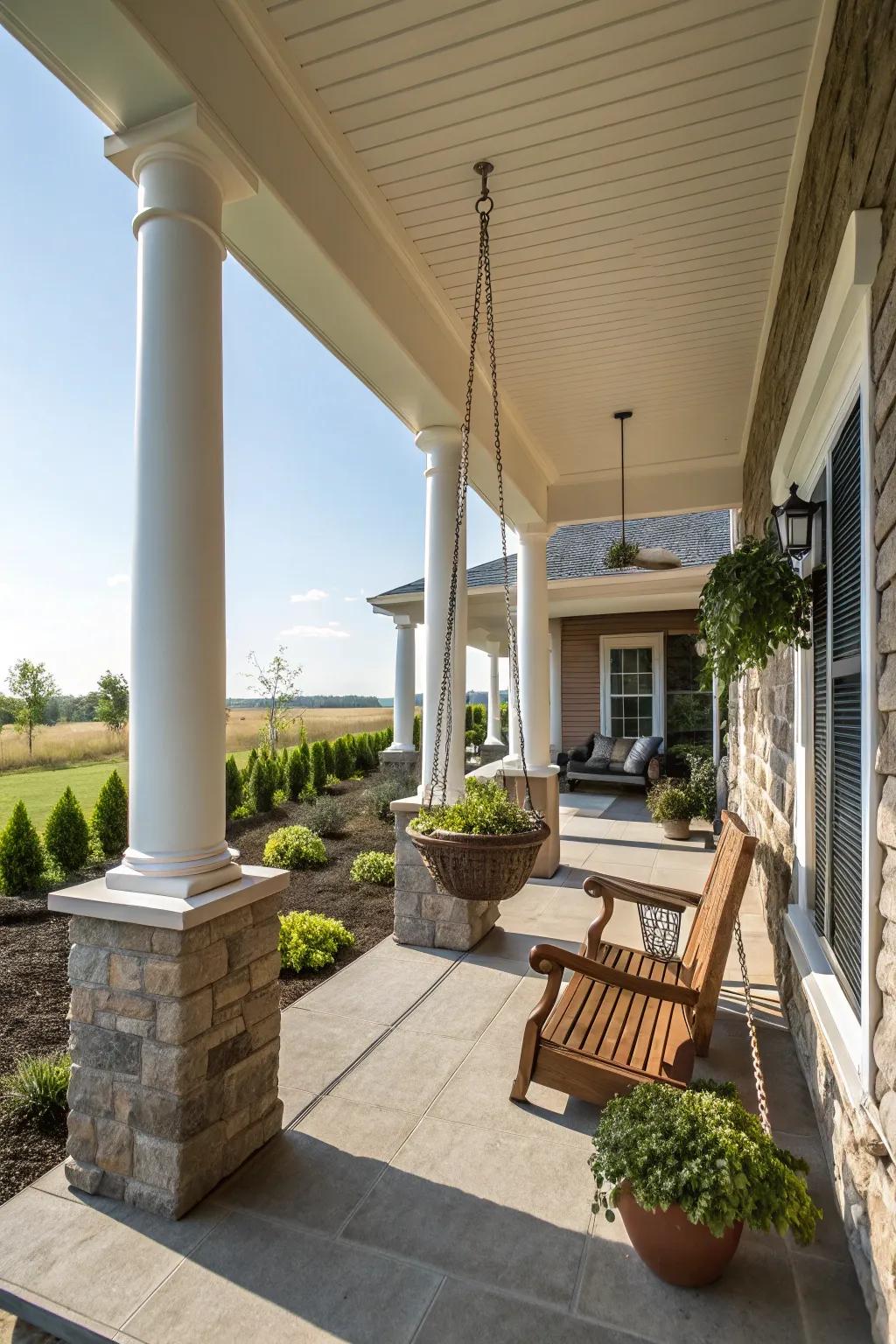 Eco-friendly columns merge sustainability with chic blueprint.