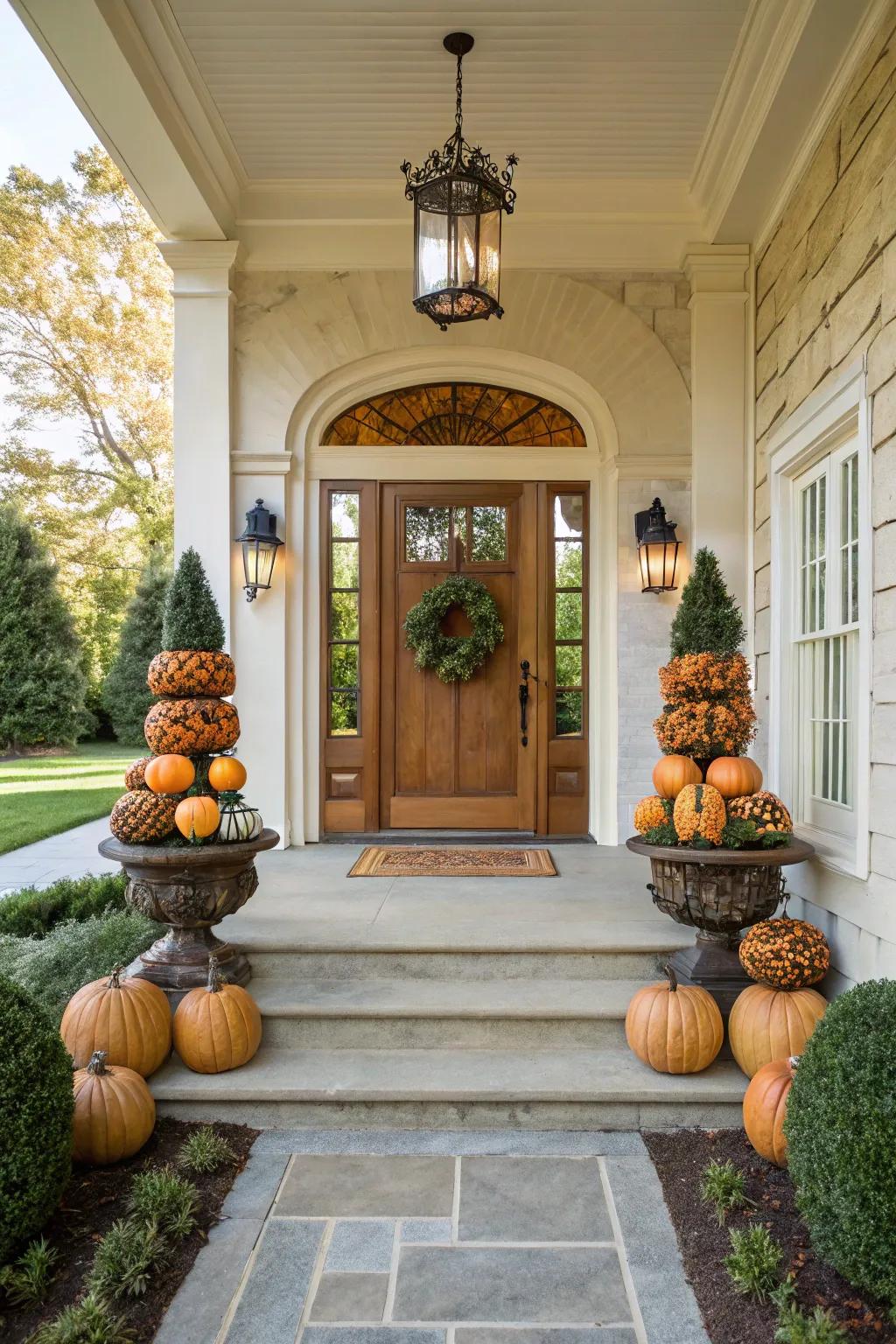 Gourd pyramids present a cultured alteration to conventional ornamentation.