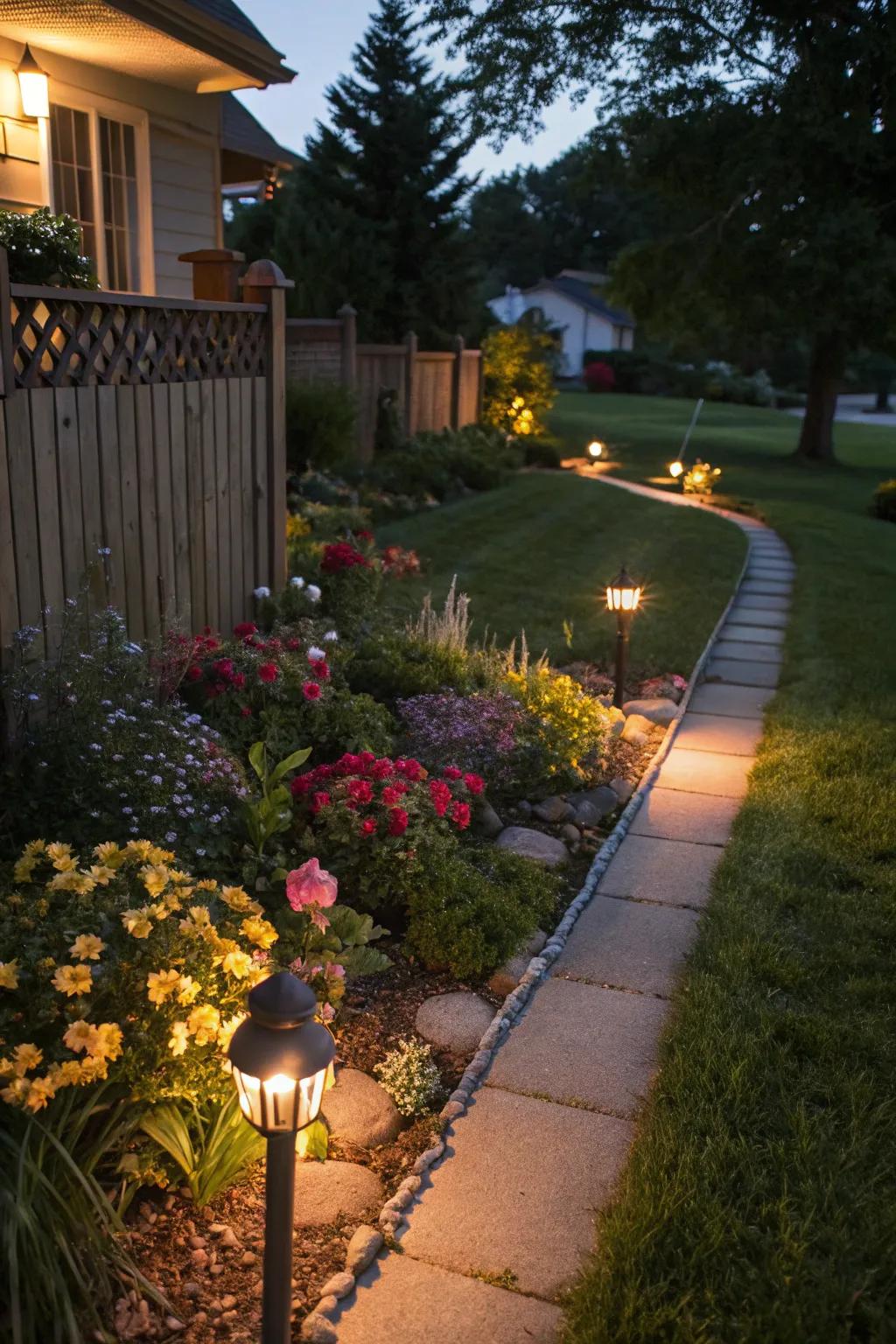 Fashion an evening radiance with illumination in your flower beds.