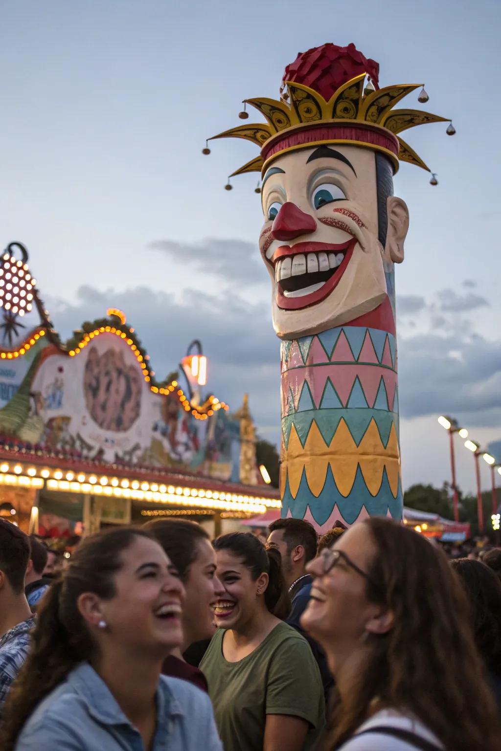 Amusing expression totems bring personalized humor to event crowds.