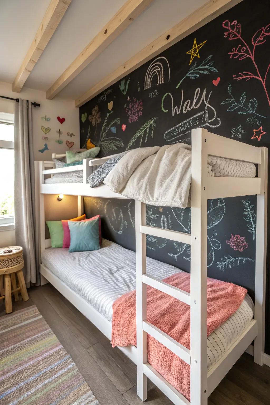 A writable wall promotes inventiveness and enjoyment.