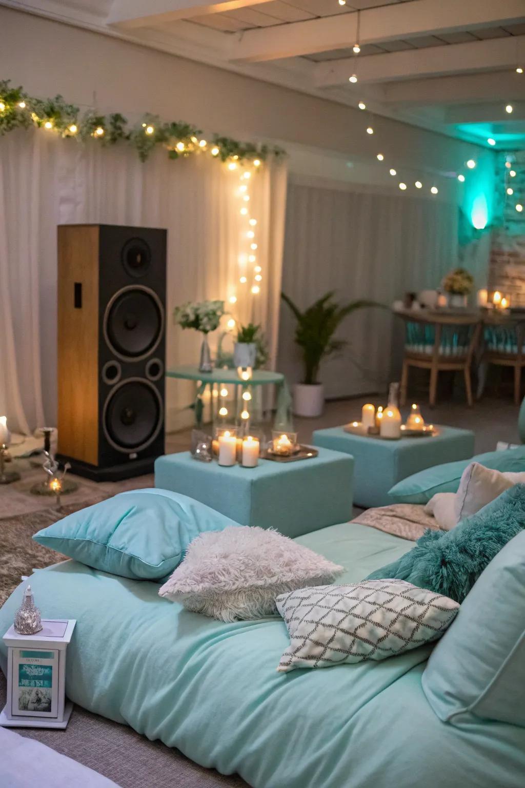 A calming playlist establishes the ideal atmosphere for spa relaxation.