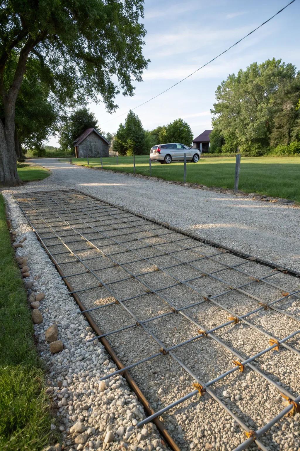 Gravel grids offer stability and diminish maintenance needs.