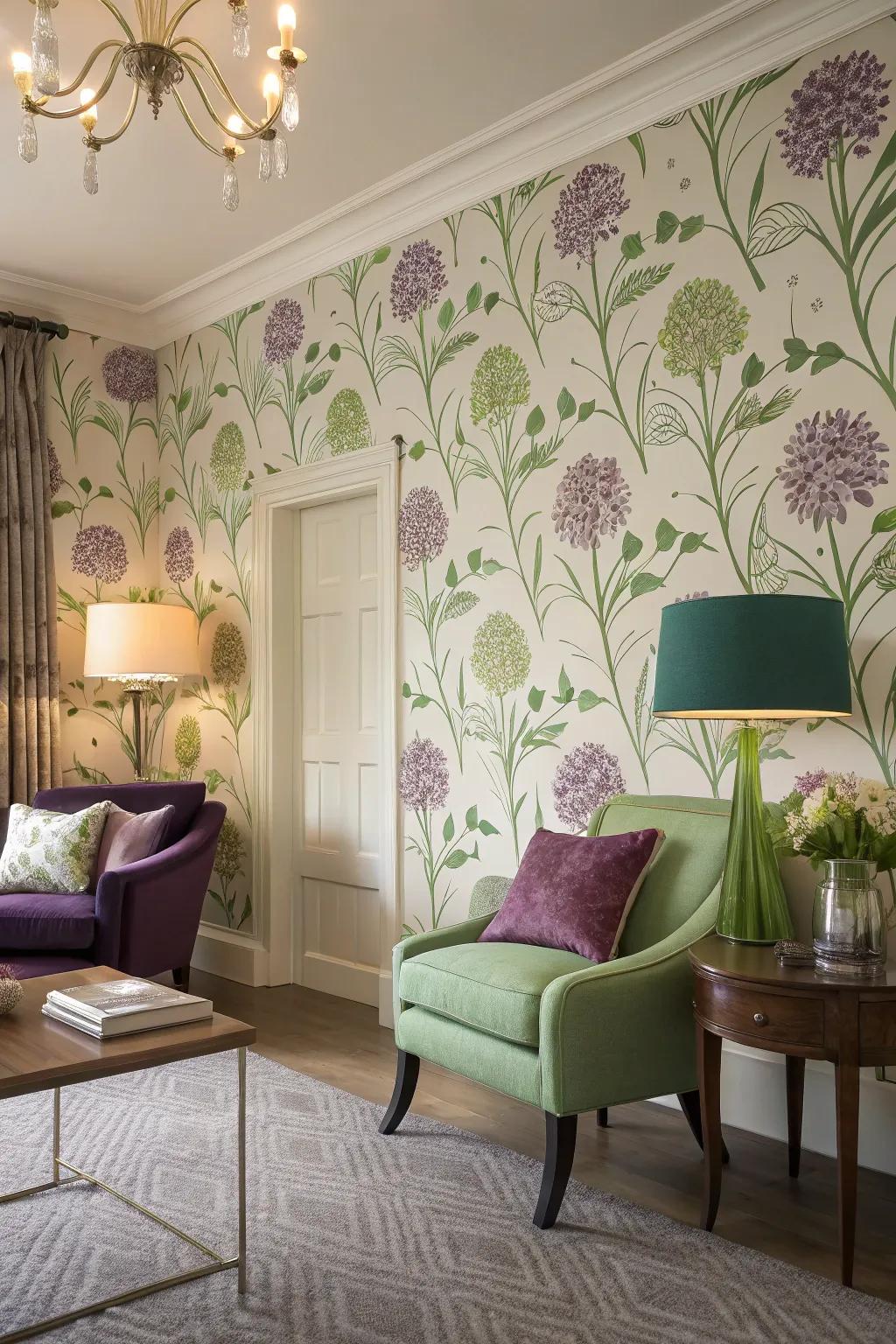 Wallpaper introducing sophistication to the living space.