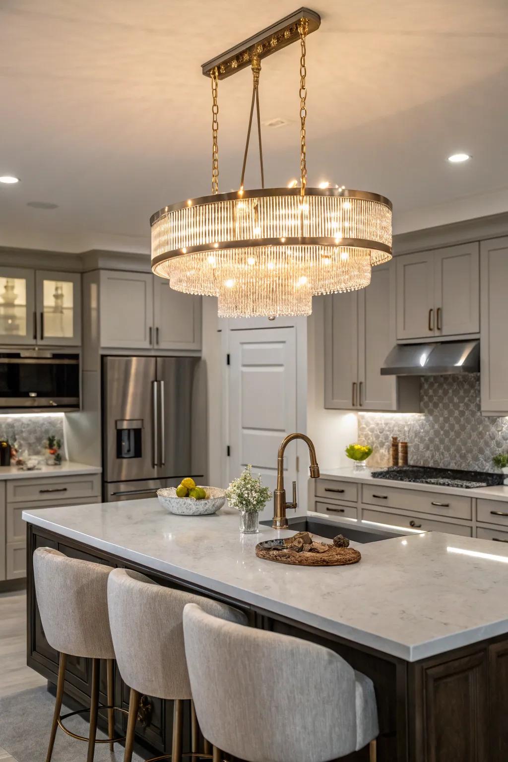 Impressive lighting element uplifting the kitchen layout