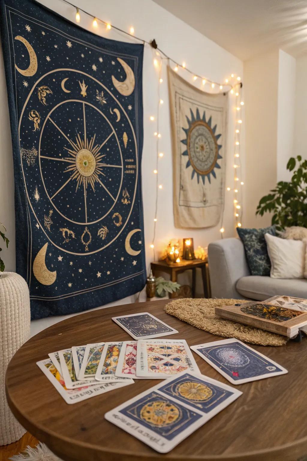 Celestial and mystical elements contribute a mystical impression.